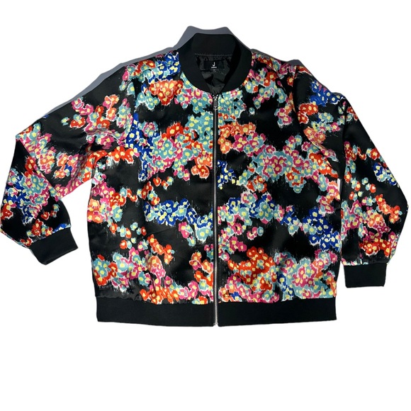 Jason Wu black bomber jacket with floral print. Size M. Pockets. Lined. - Picture 14 of 16